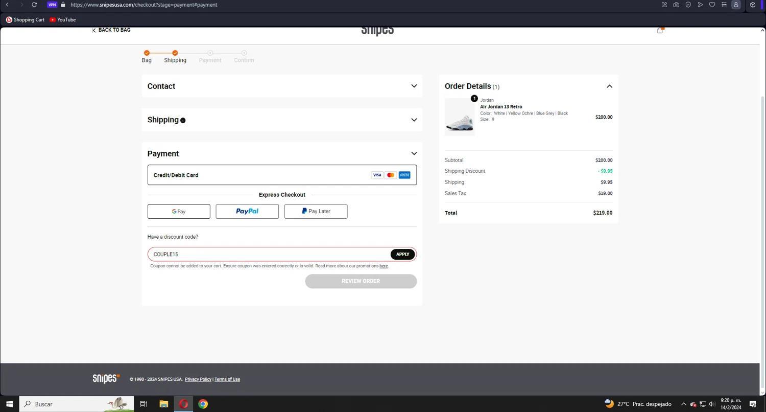 How to apply Snipes USA coupon code